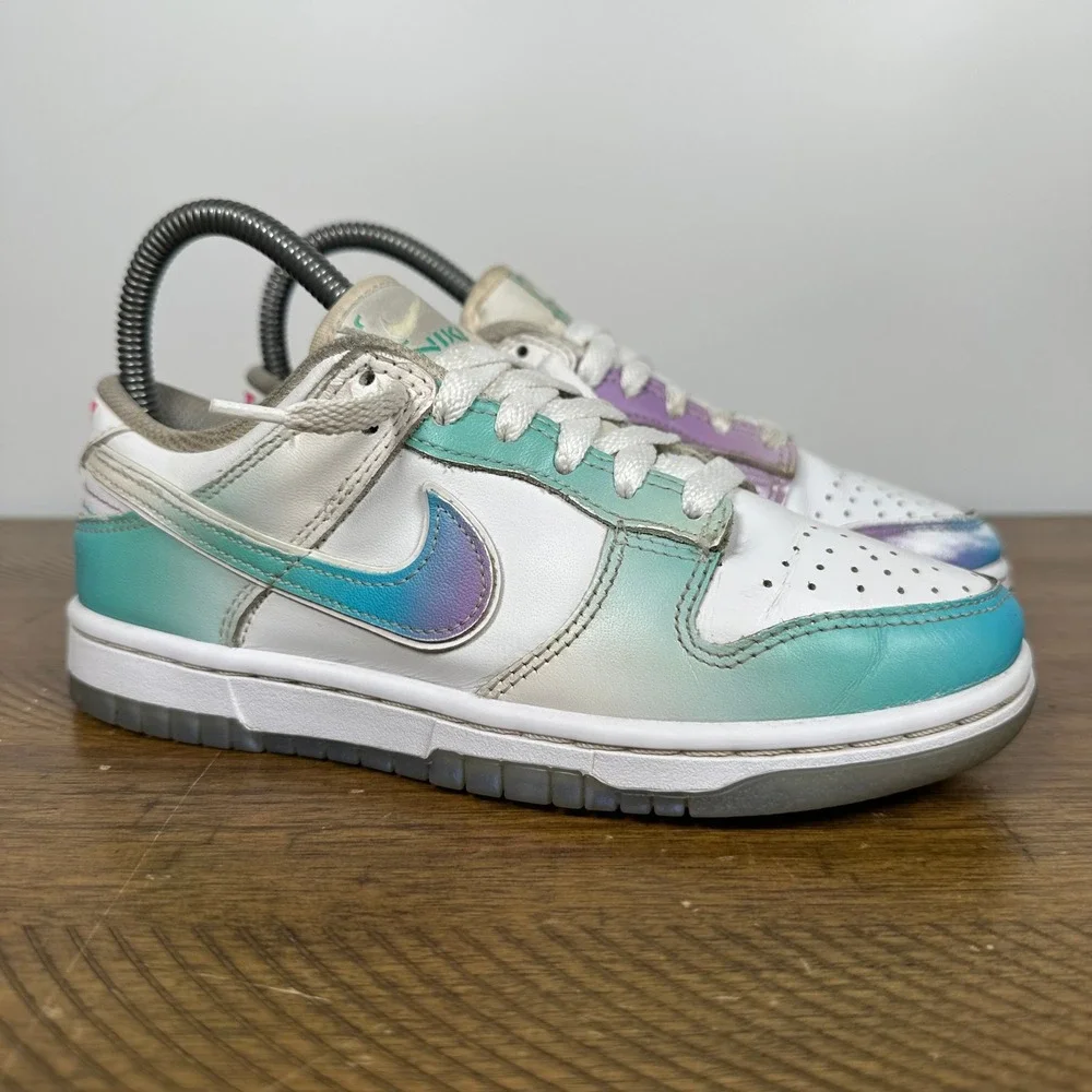 Nike Dunk Low Kids 3.5Y Womens 5 White Multi Color Unlock Your Space Sneakers